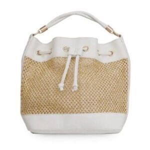 Saks Fifth Avenue Woven Straw Bucket Bag
